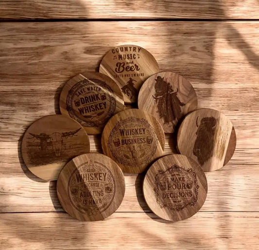 Engraved Wood Coasters | Western Farmhouse Decor