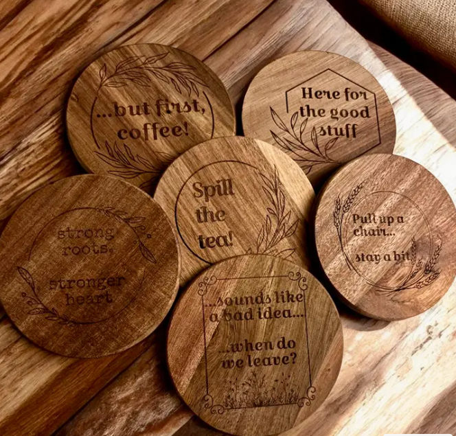 Engraved Wood Coasters | Western Farmhouse Decor