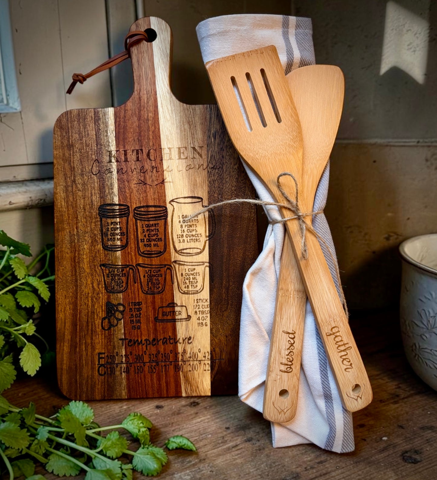 Engraved Kitchen Gift Bundle | Farmhouse Kitchen Decor Gift