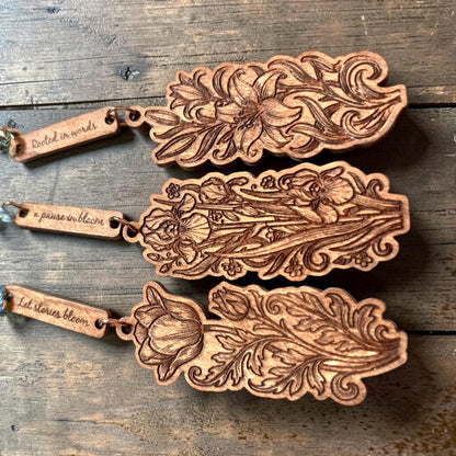 Floral Wood Bookmark | Heirloom Design